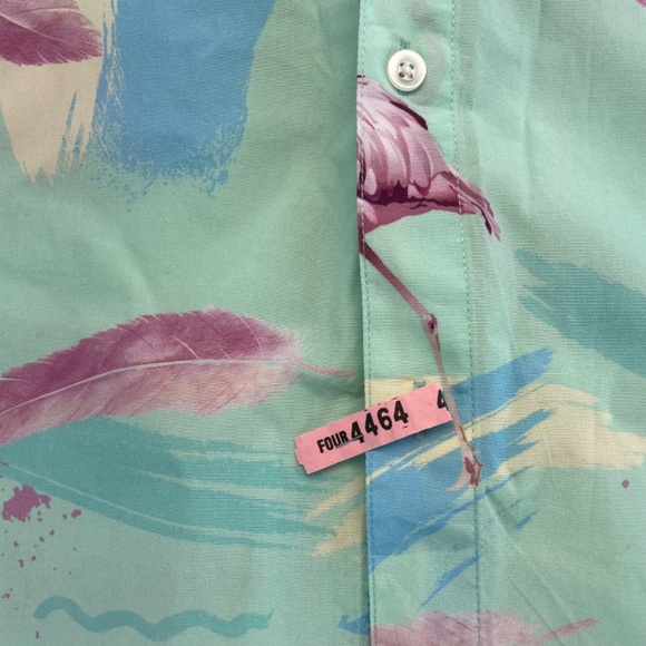 TEAMLTD Living the Dream Short Sleeve Button Down Flamingo Tropical Men’s Large - Picture 13 of 15